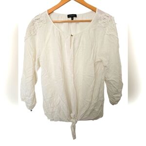 Spense White Lace Detail Women's Top Size LG